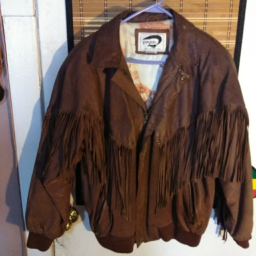 Vintage foxrun fine leather Fringe Jacket